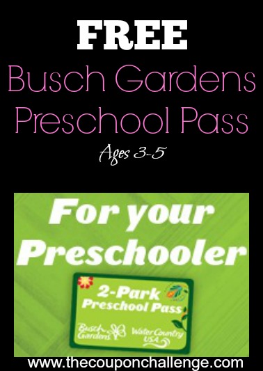 Free Busch Gardens Preschool Pass