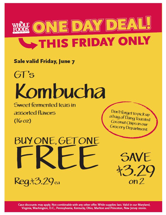 Whole Foods Market One Day Deal: GT's Kombucha B1G1 {6/7 ...