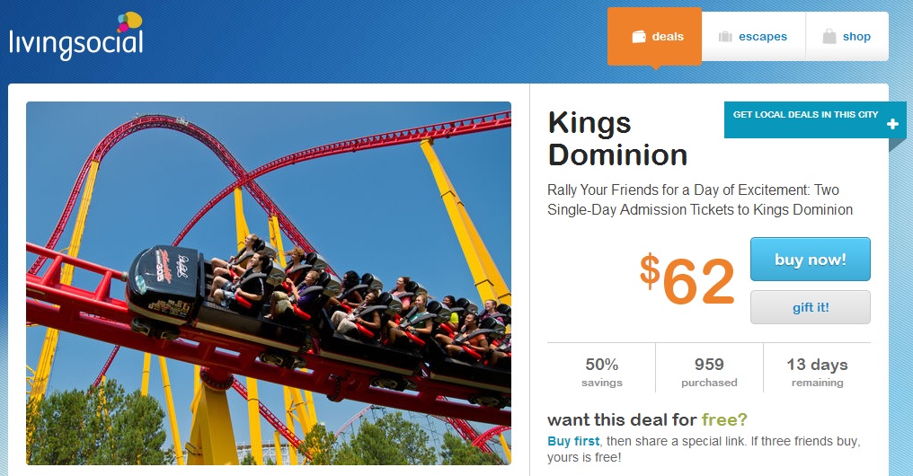 Hampton Roads Locals King's Dominion Tickets 1/2 Off on LivingSocial