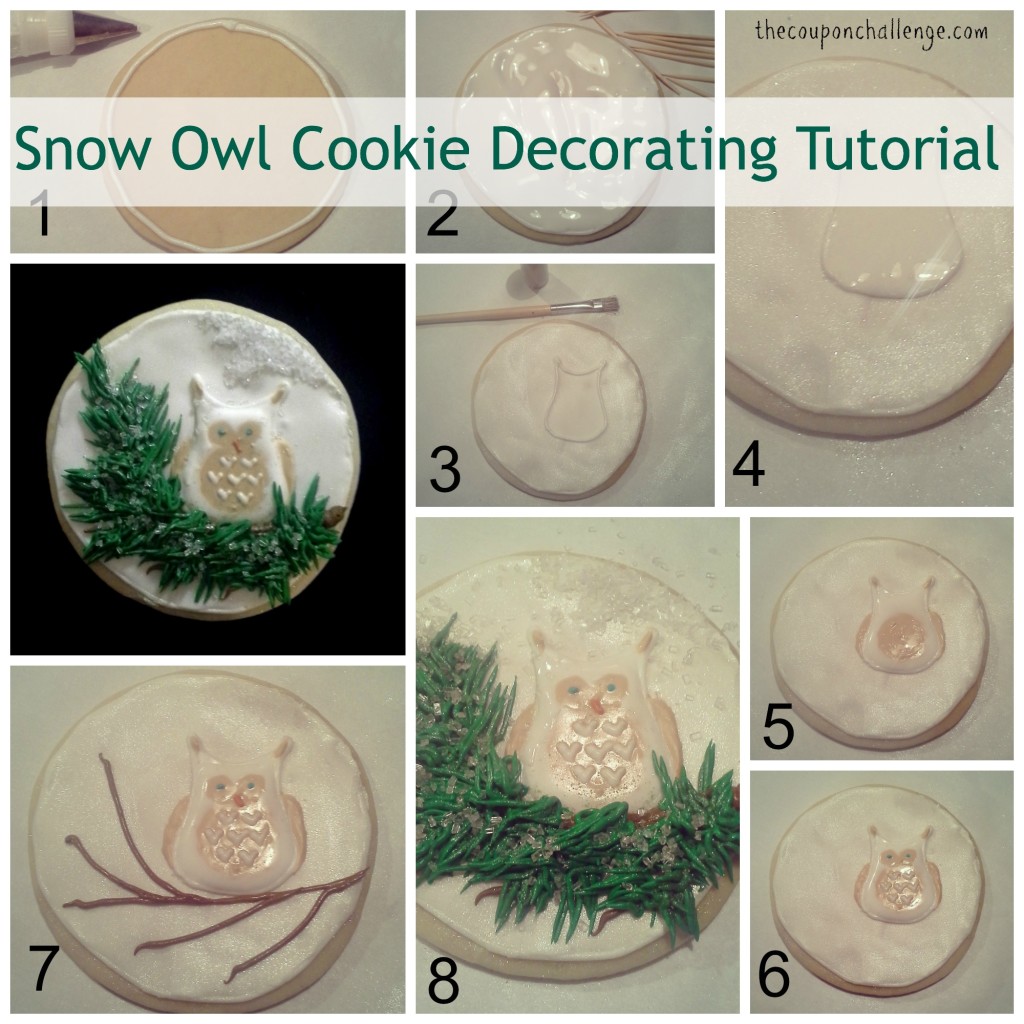 Snow Owl Cookie Decorating Tutorial Collage