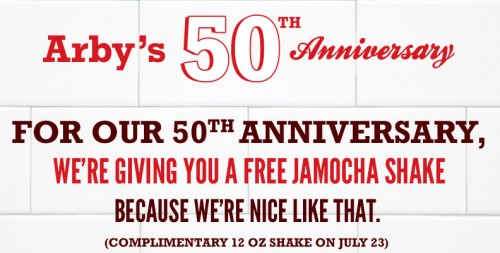 arby's free jamocha shake
