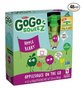 GoGo squeeZ Appleberry, Applesauce On The Go, 3.2-Ounce Pouches (Pack of 48)