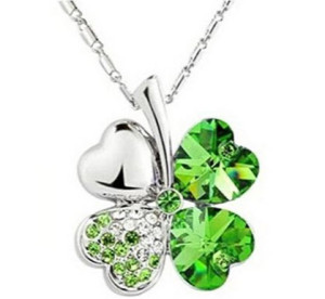 Domire Lucky Four Leaf Clover crystal Pendant Neacklace