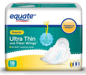 Equate Ultra-Thin Regular Unscented Pads with Wings, 18 count