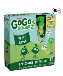 GoGo Squeez appleapple, Applesauce on the Go, 3.2-oz. Pouches, Count of 48