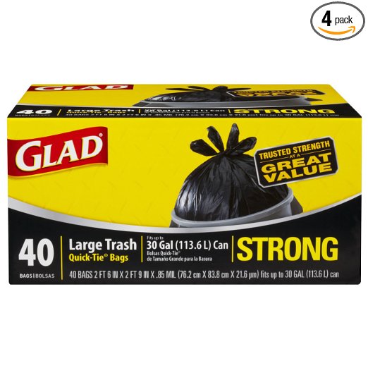 Glad Strong Outdoor Quick-Tie Large Trash Bags coupon