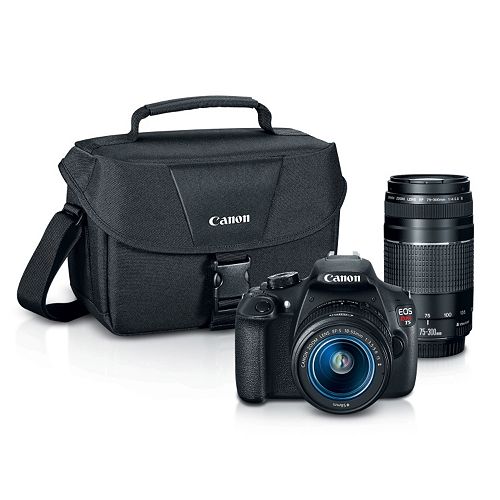 Canon EOS Rebel T5 Digital SLR Camera with Bag, 18-55mm Lens & 75-300mm Lens