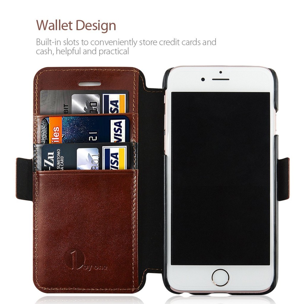iPhone Leather Wallet Folio Case with Card Slot