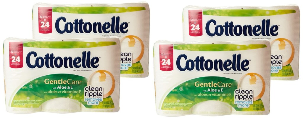 Cottonelle Gentle Care Toilet Paper with Aloe and E, Double Roll, 12 Count (Pack of 4)