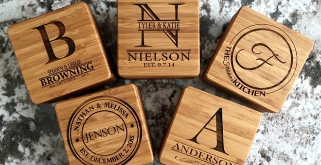 Personalized Thick Bamboo Coasters