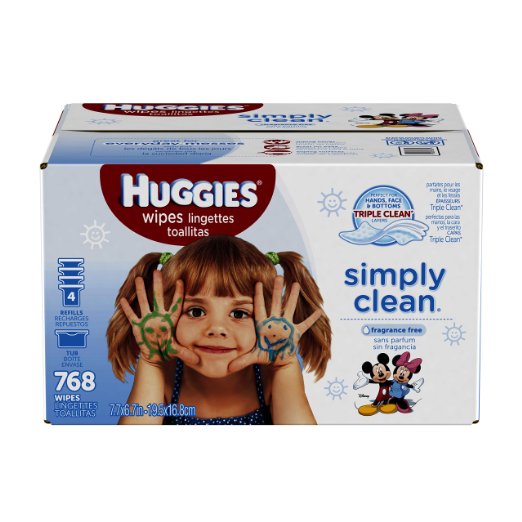 Huggies Simply Clean Baby Wipes, Unscented, Refill, 768 Ct 