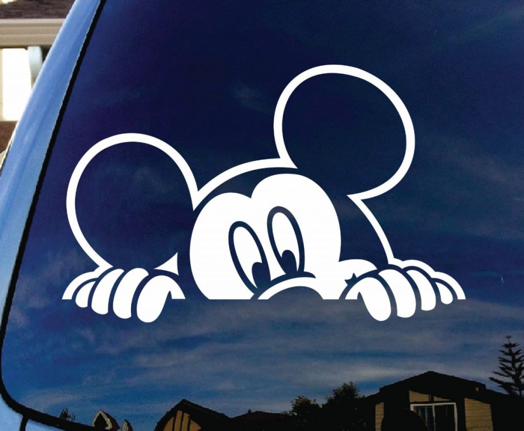 Mickey Mouse Peeking Car Window Vinyl Decal