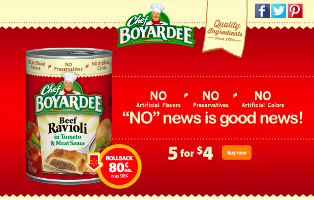 Chef Boyardee on Rollback at Walmart