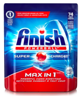 Finish Max in 1 Powerball, 74 Tablets, Super Charged Automatic Dishwasher Detergent, Fresh Scent