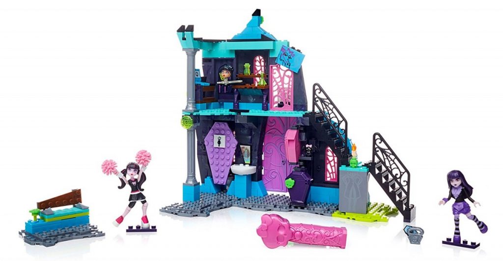 Mega Bloks Monster High School Fang Out School Play Set w/Draculaura and Elissabat Dolls