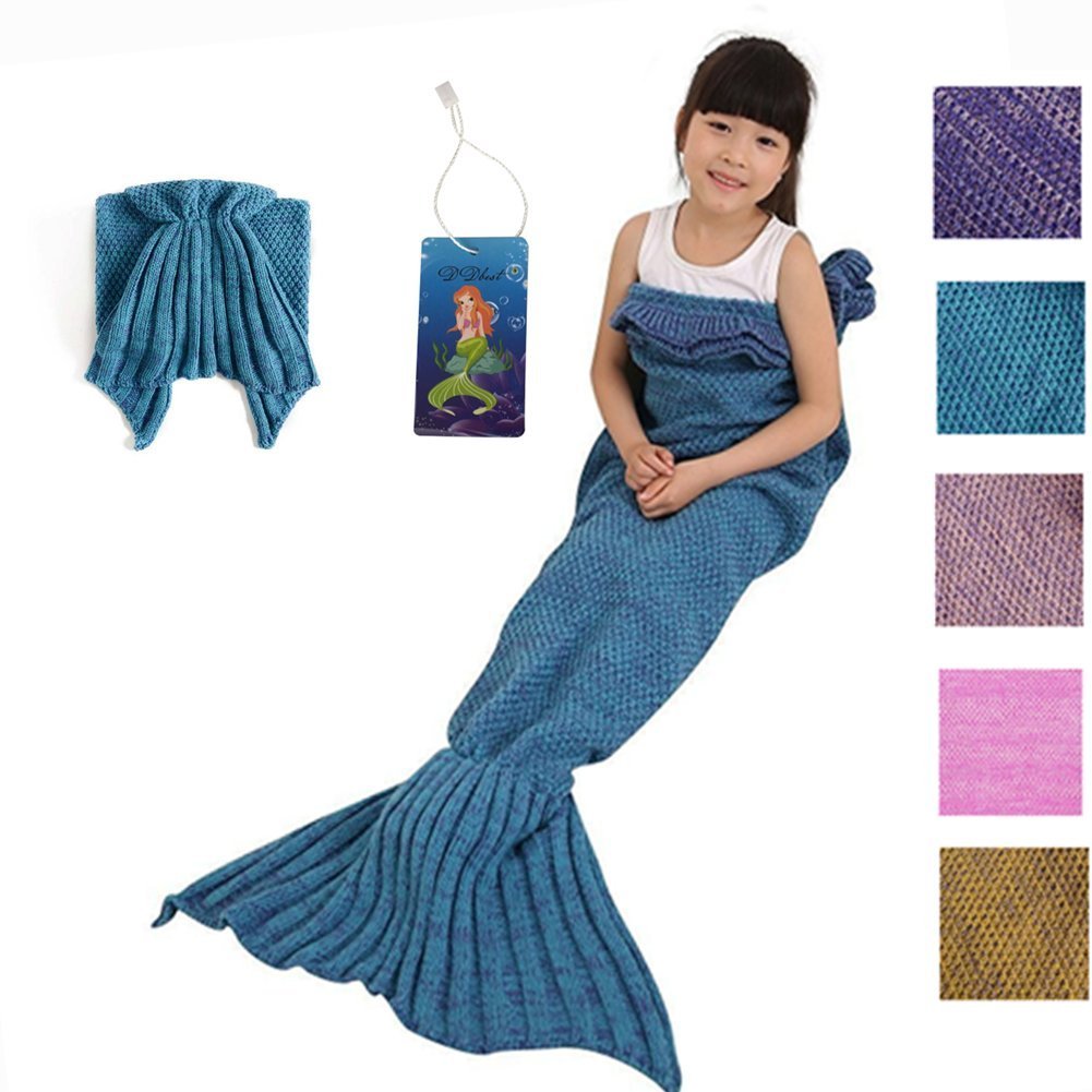 Knitted Mermaid Tail Blanket For Kids