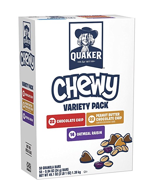 Quaker Chewy Granola Bars Variety Pack, 58 Count