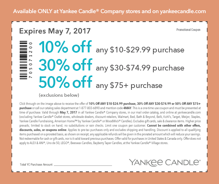 Yankee Candle Coupons Printable